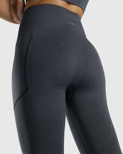 Womens Seamless Leggings + Womens Seamless Slim fit T-shirt (Black)