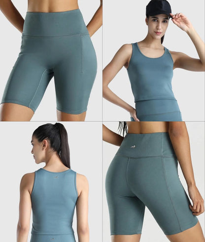 Womens Tank Top + Womens Cycling Shorts (Teal)