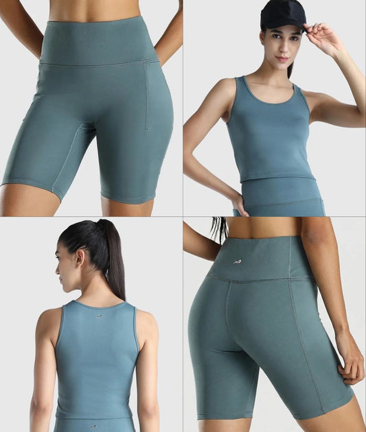 Womens Tank Top + Womens Cycling Shorts (Teal)