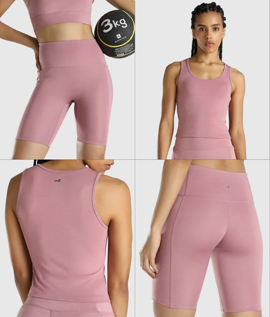Womens Tank Top + Womens Cycling Shorts (Pink)