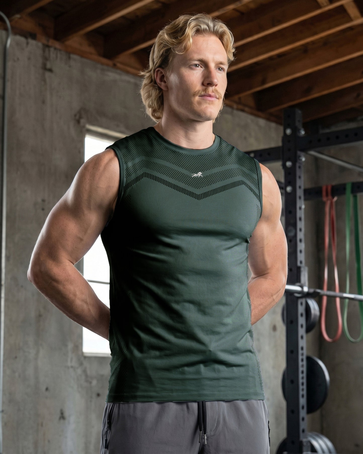 Mens Sleeveless Seamless Compression T-shirt