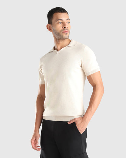 Mens Flat Knit Polo