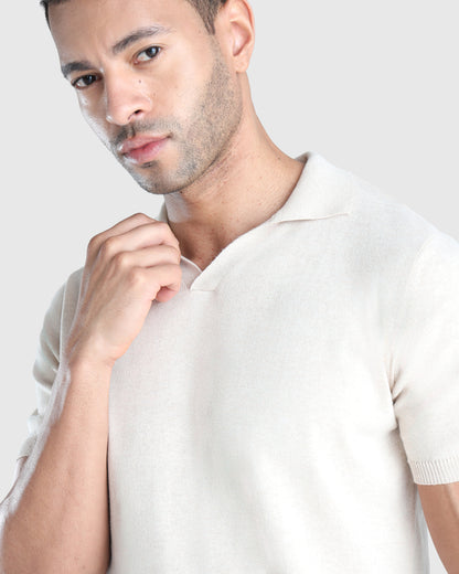Mens Flat Knit Polo