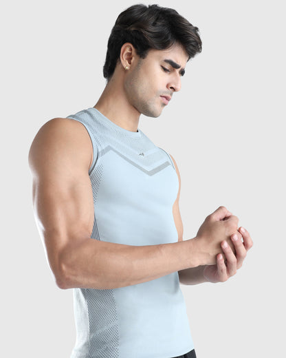Mens Sleeveless Seamless Compression T-shirt
