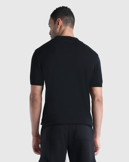 Mens Flat Knit Polo