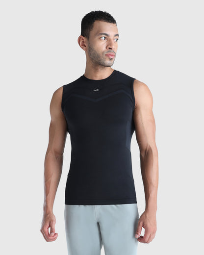 Mens Sleeveless Seamless Compression T-shirt