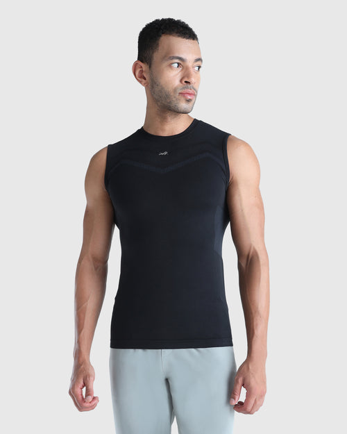 Mens Sleeveless Seamless Compression T-shirt
