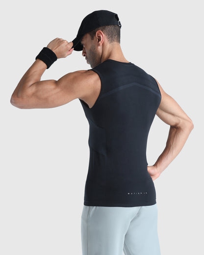 Mens Sleeveless Seamless Compression T-shirt