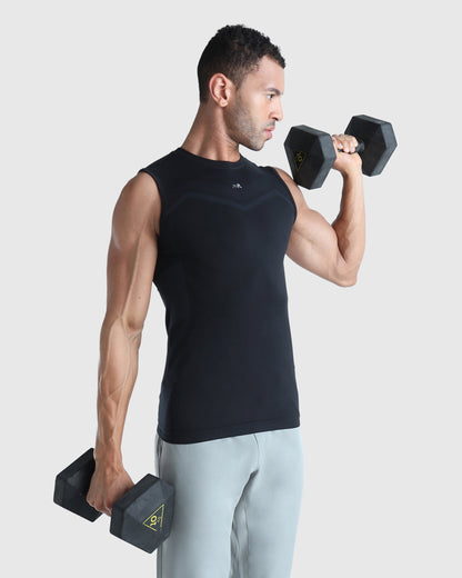 Mens Sleeveless Seamless Compression T-shirt