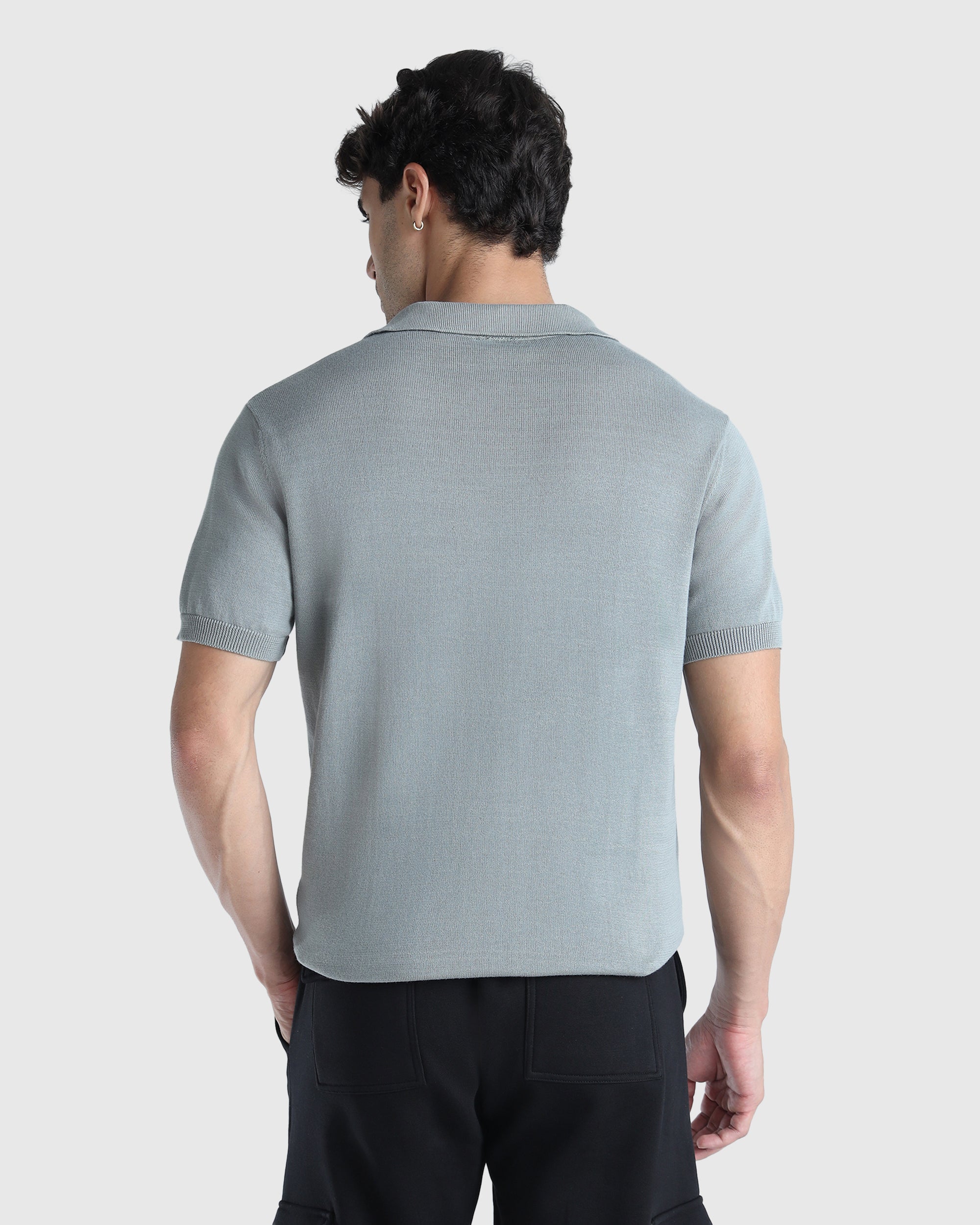 Mens Flat Knit Polo