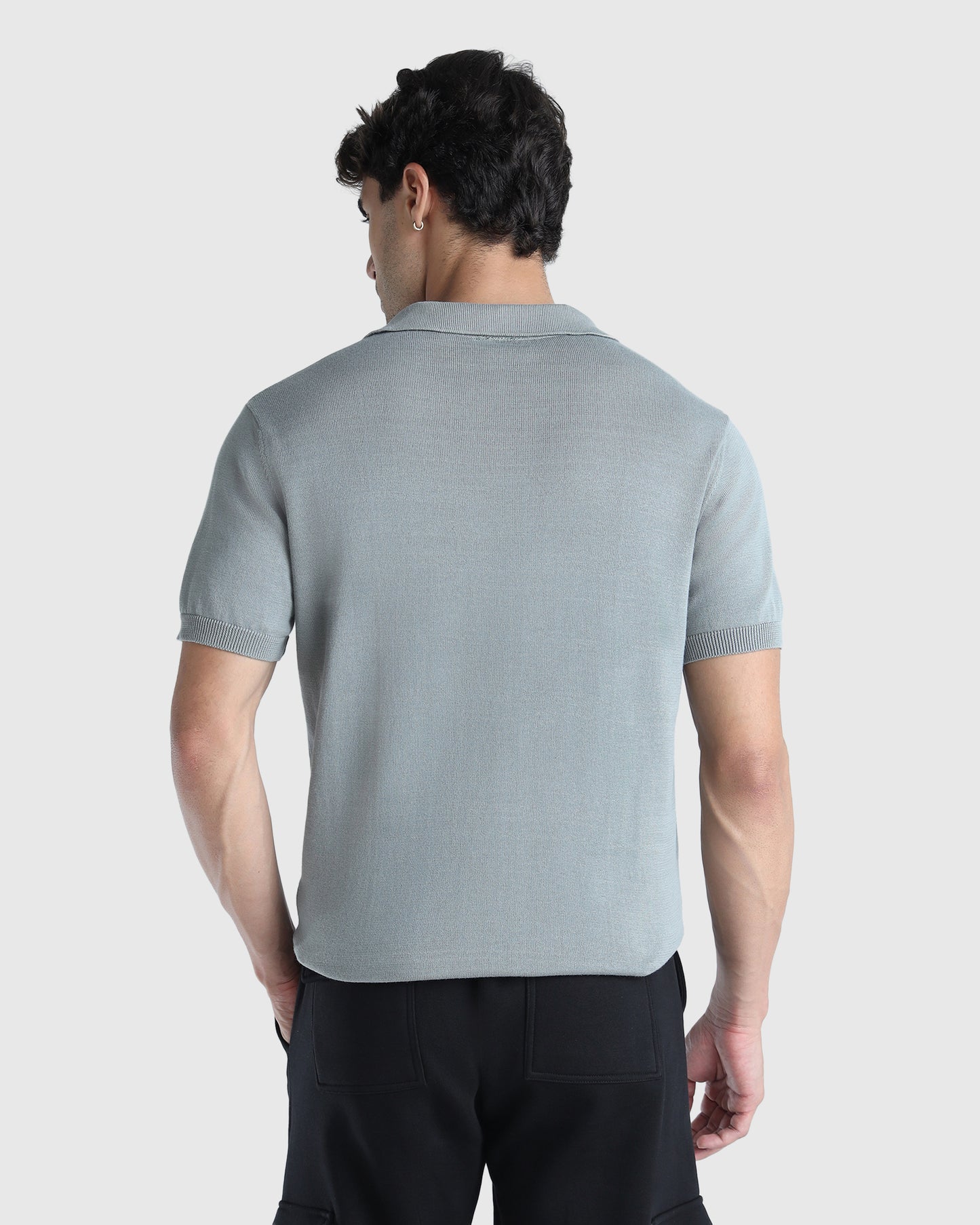 Mens Flat Knit Polo