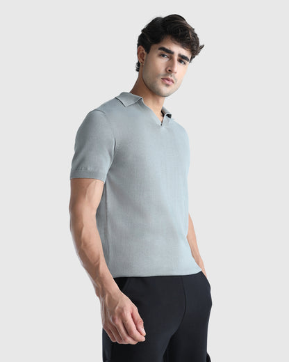 Mens Flat Knit Polo