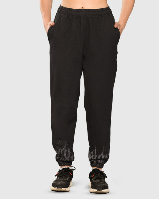 Womens Acid Wash Denim Joggers